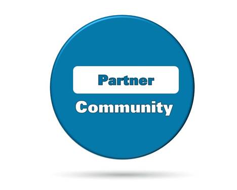 Partner community written on a blue circle