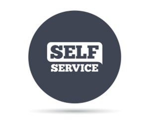 Self service written on grey circle